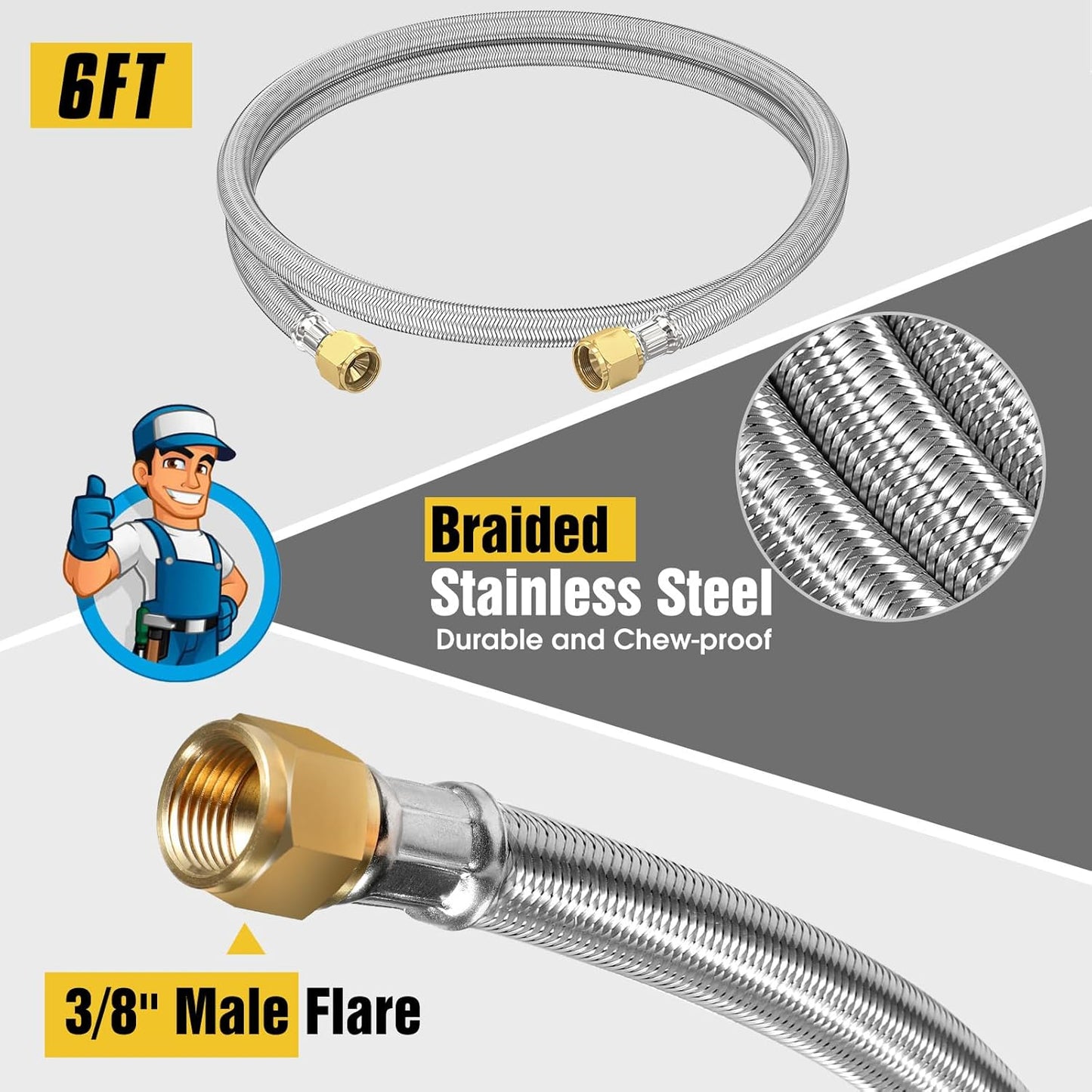 Upgraded 6 Feet High Pressure Braided Propane Hose - Conversion Coupling for BBQ Grill & Fire Pit