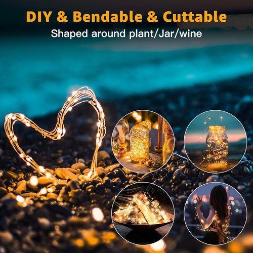 12 Pack Fairy Lights Battery Operated 7ft 20 LED Mini String Lights Twinkle Lights Silver Wire Firefly Starry Lights for Mason Jars Wedding Party Christmas Centerpiece Table Decorations, Warm White