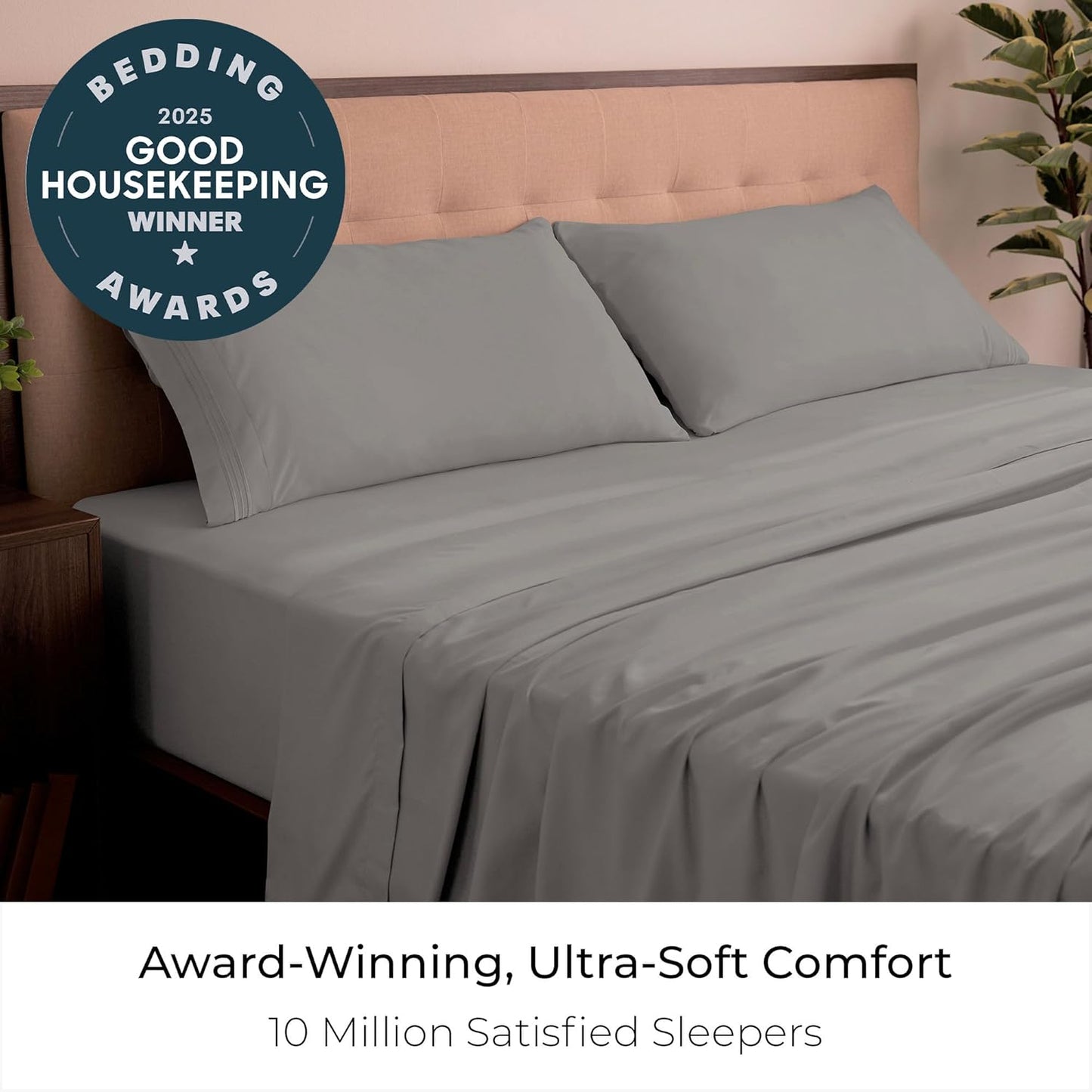 Mellanni California King Sheets Set - 4 PC Luxury Bedding | Extra Soft, Cooling, Wrinkle-Resistant (Taupe)