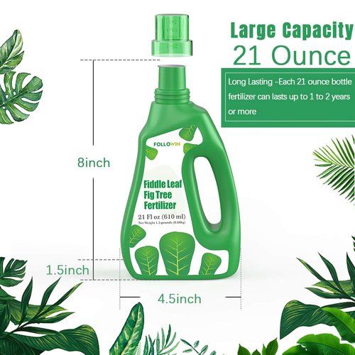 FOLLOWIN Fiddle Leaf Fig Fertilizer - Urea-Free Plant Food with 7 Chelated Micronutrients, 21 fl oz