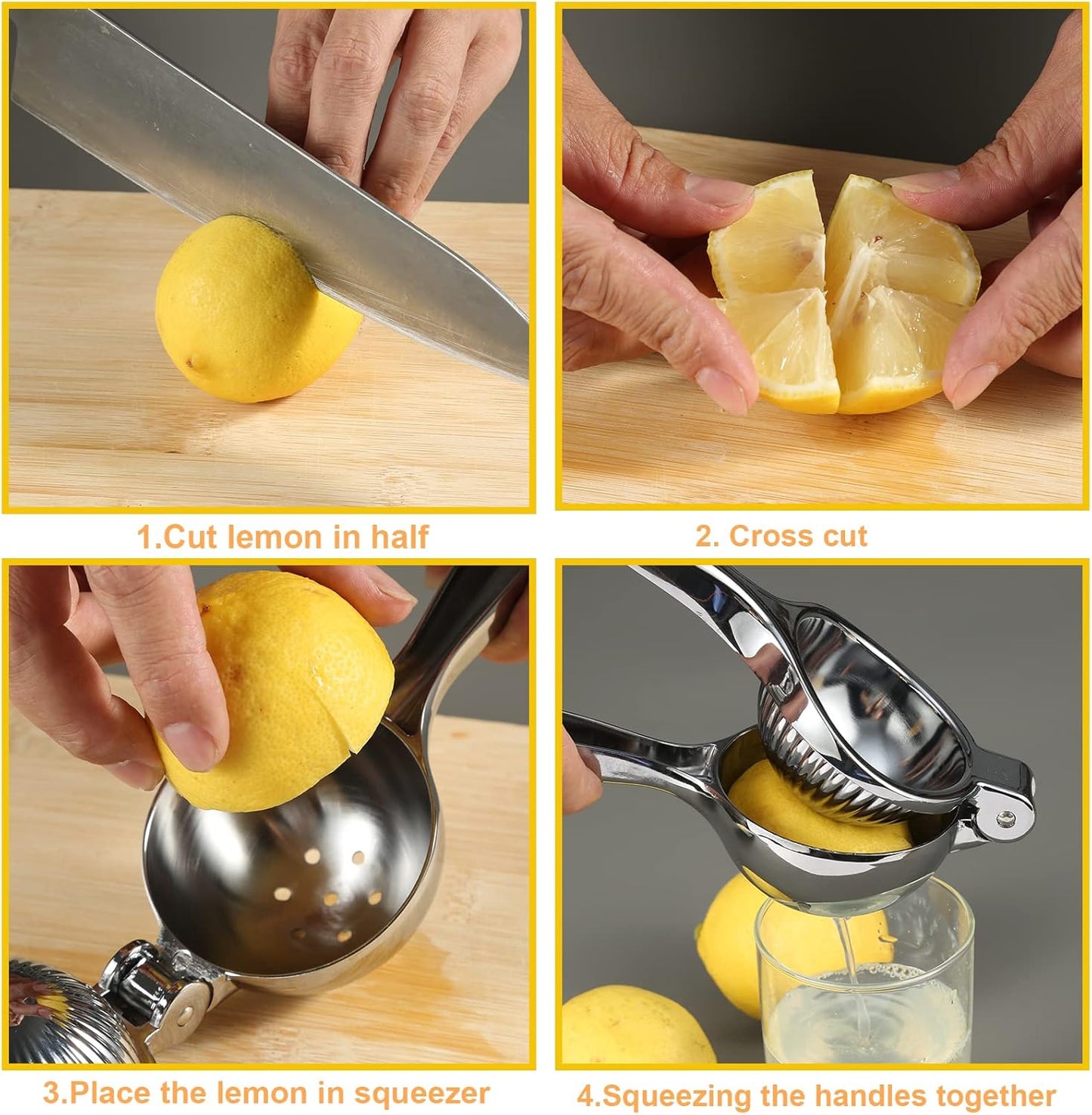 TEZZ Premium Lemon Squeezer - Heavy Duty Metal Hand Press Juicer for Citrus | Large Size