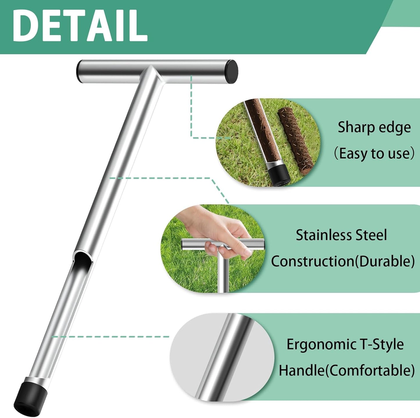 Skiennix 17 Inch Stainless Steel Soil Sampler Probe - T-Style Handle for Accurate Soil Testing