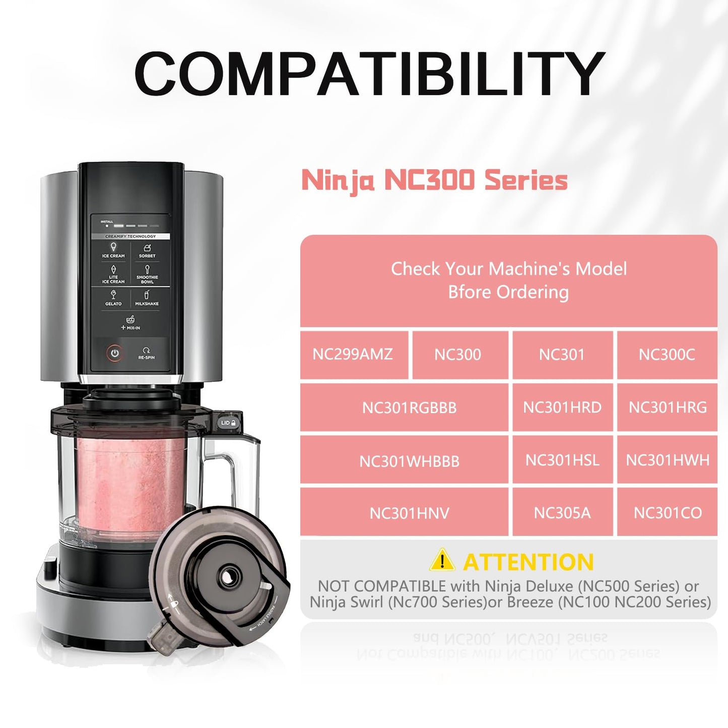 FIIOEOY Outer Bowl Lid Suitable for NC301 Ice Cream Maker, Creami Lid Replacement Compatible with NC299AMZ/NC301/NC300/NC201/NC101 Series (NO Paddle), Reusable, BPA-Free, Dishwasher Safe