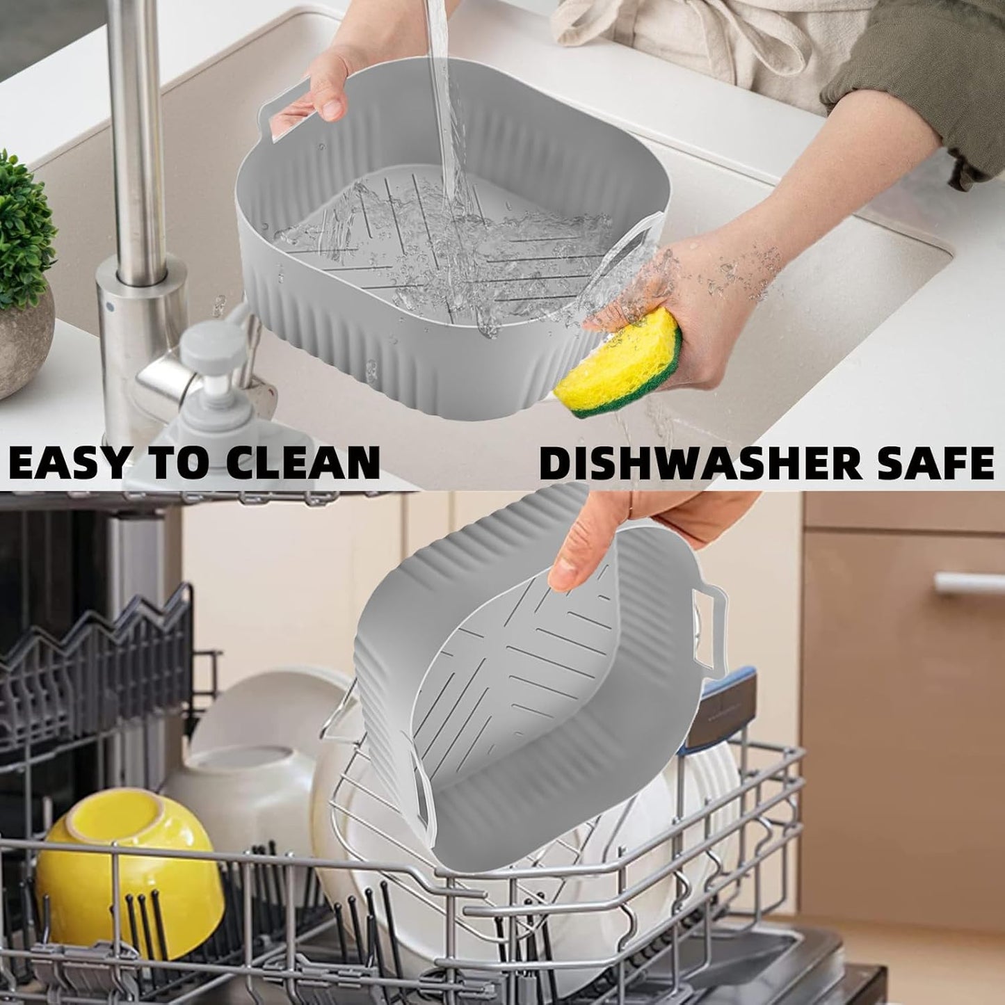 Skiennix Silicone Air Fryer Liners - 2PCS for 4-5QT Air Fryers | 7.8 Inch, Non-Stick & Easy to Clean