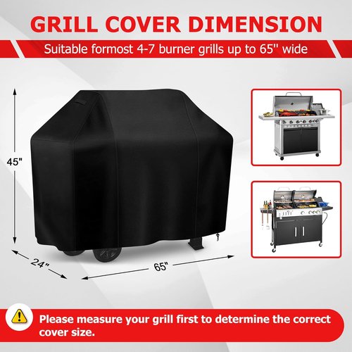 iCOVER 65-Inch BBQ Grill Cover - Waterproof & Fade Resistant for Weber, Char-Broil, Nexgrill | Black