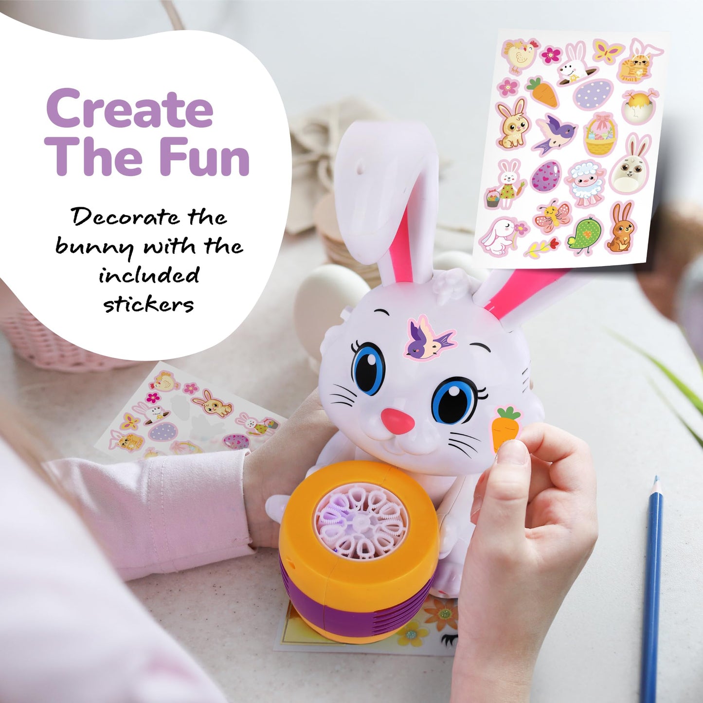 ArtCreativity Bunny Bubble Machine for Toddlers - Bunny Rabbit Bubble Blower Machine Toy for Kids with Refill Solutions, Music, & Batteries - Animal Party Favors and Activities for Girls and Boys