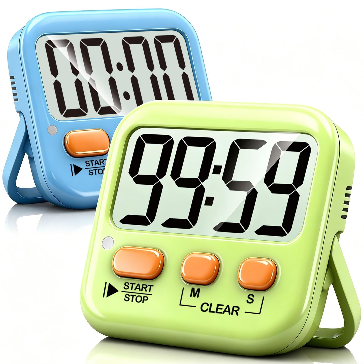Antonki 2 Pack Digital Timer for Kids, Magnetic Countdown Kitchen Timers for Cooking, Egg, Classroom, Teacher, Exercise, Study, Oven - Battery Included