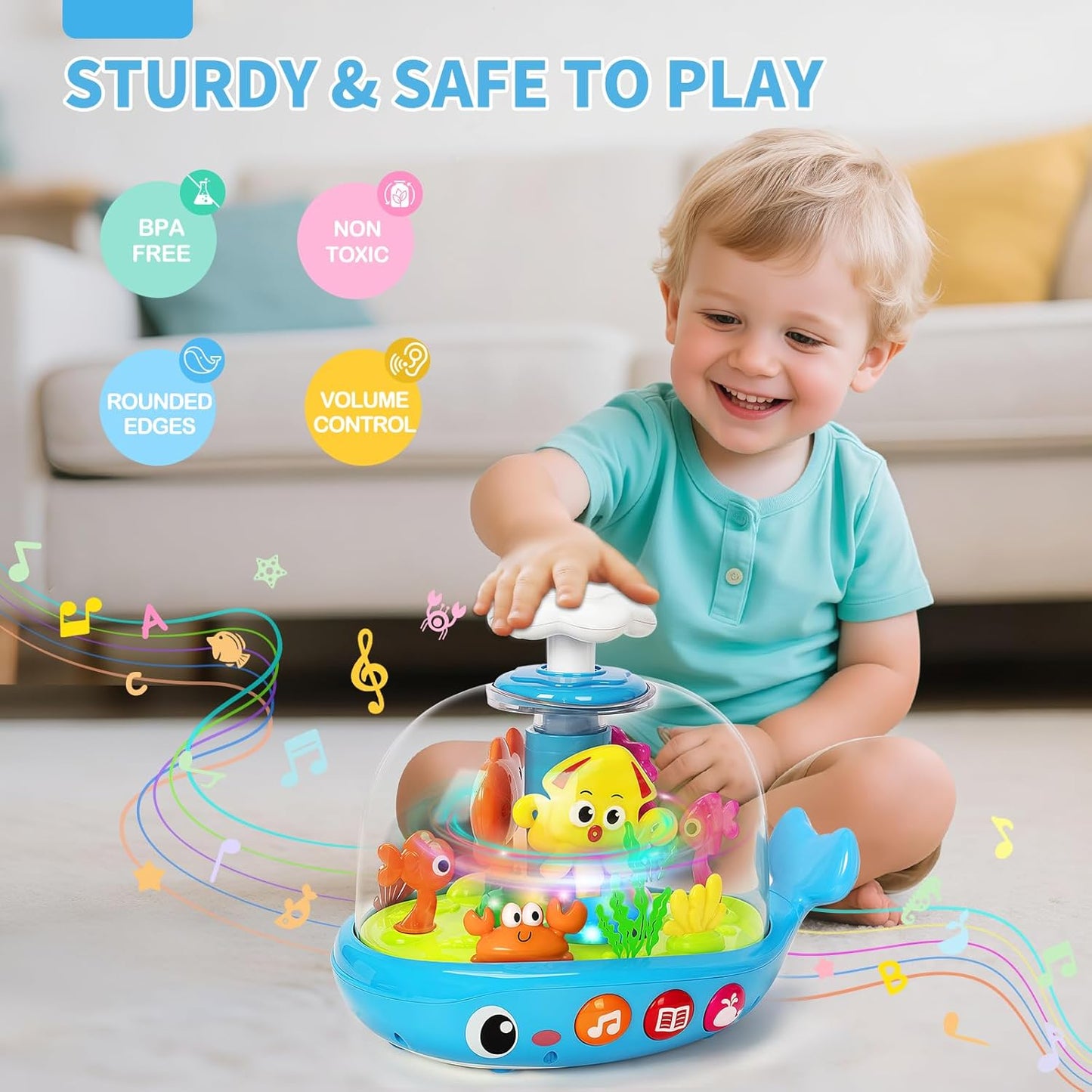 Skiennix Musical Aquarium Baby Toys - Early Learning Educational Toy for 6-12 Months | Engaging Sound & Light Features