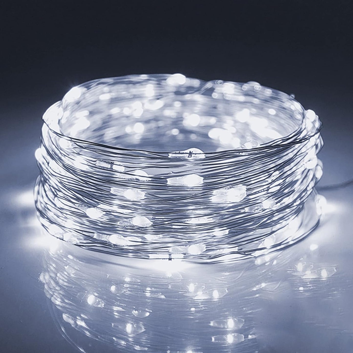 WATERGLIDE 24 Pack Mini String Lights - 7 ft Battery Operated Fairy Lights | Waterproof Silver Wire for Weddings & Parties