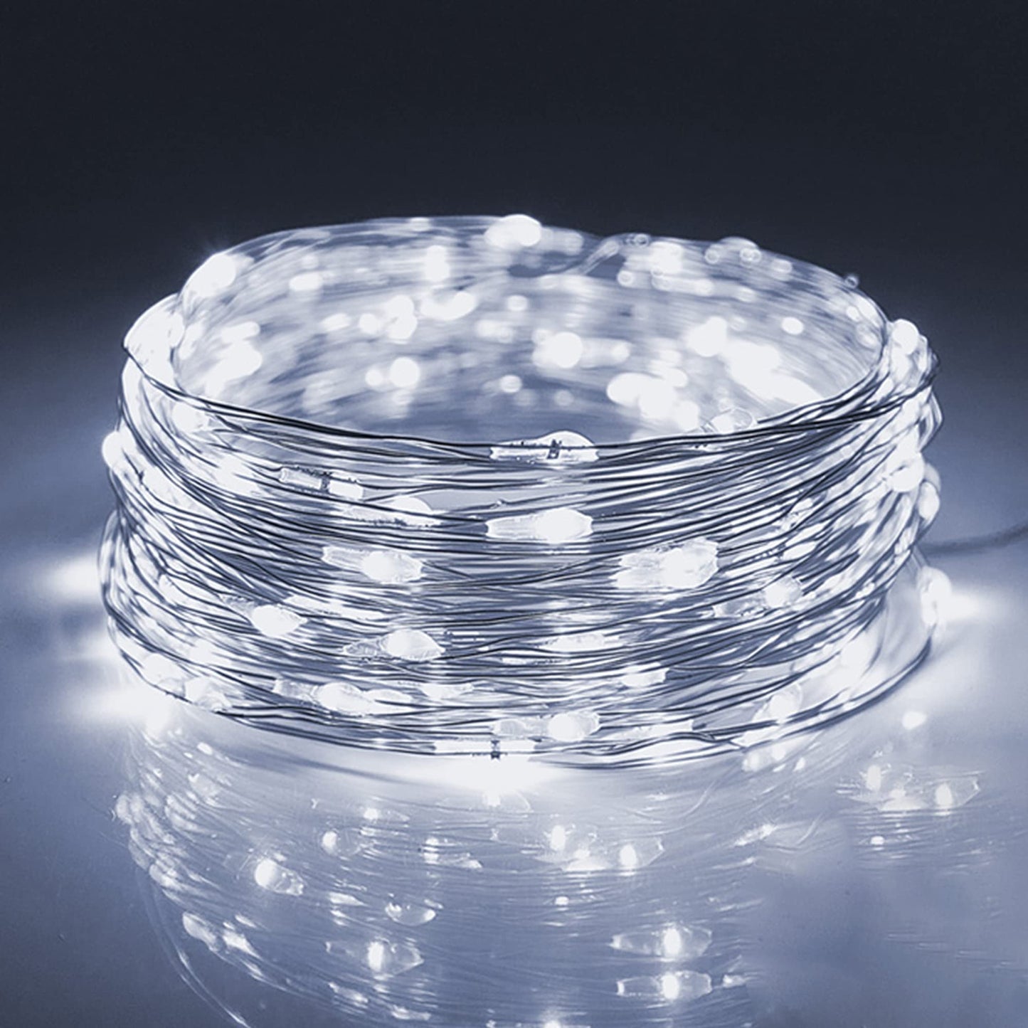 WATERGLIDE 24 Pack Fairy Lights Battery Operated (Included), 7 ft 20 LED Mini String Lights, Waterproof Silver Wire Firefly Starry Lights for DIY Wedding Christmas Party Mason Jars Decor, Cool White