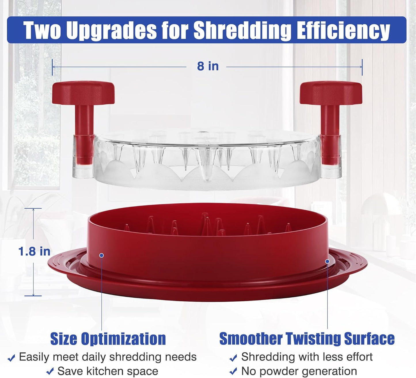 Skiennix Chicken Shredder Tool - Pro Food-Grade Meat Shredder with Ergonomic Handle & Anti-Slip Base | Red