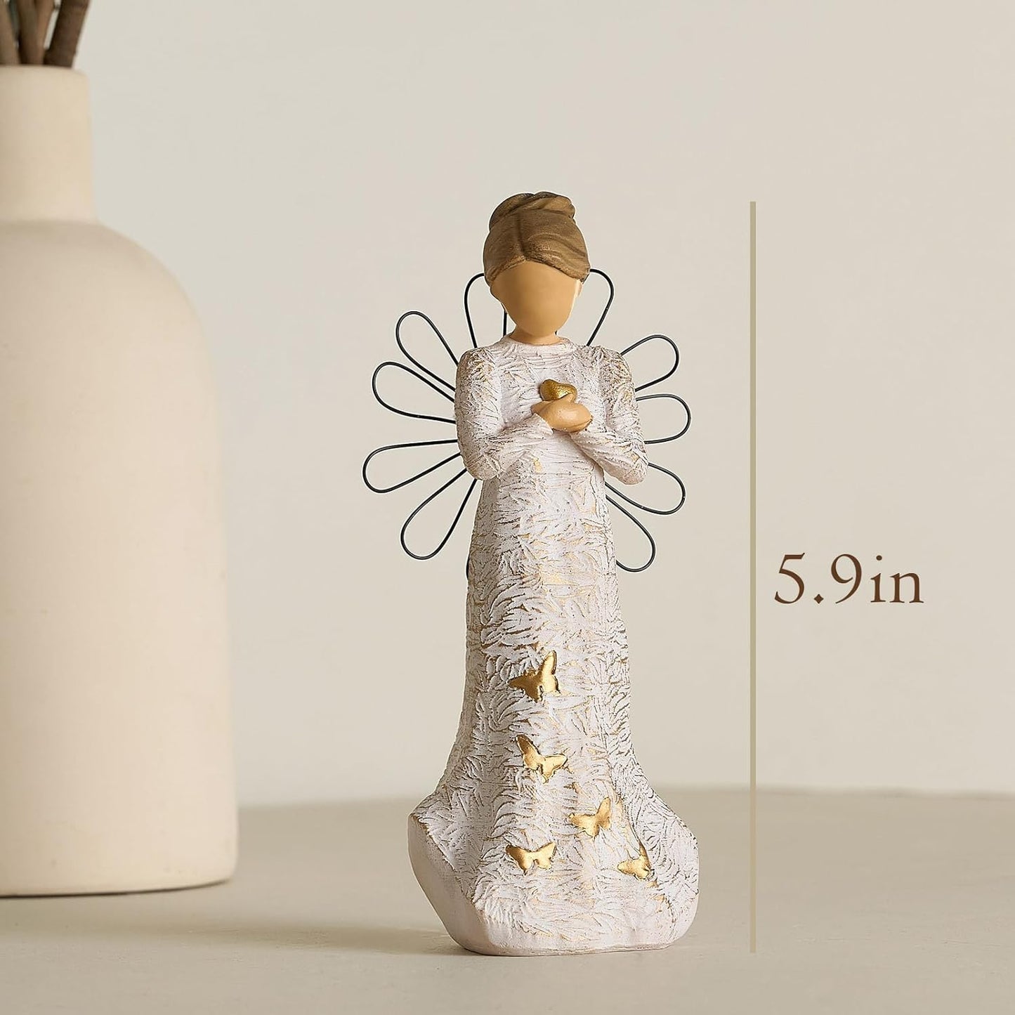 NAN ZAI NAN FANG Sympathy Angel Figurine - Hand-Painted Resin Statue for Loss of Loved Ones | Home Decor Gift