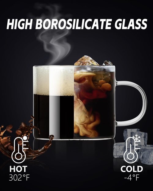 5 OZ Espresso Cups with Handle, Clear Espresso Shot Glass Set of 6, Small Double Espresso Accessories for Espresso Machine Coffee Bar