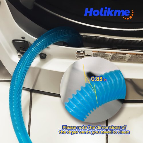 Holikme Dryer Vent Cleaner Kit - Upgraded Lint Brush & Vacuum Attachment for Efficient Cleaning | Blue