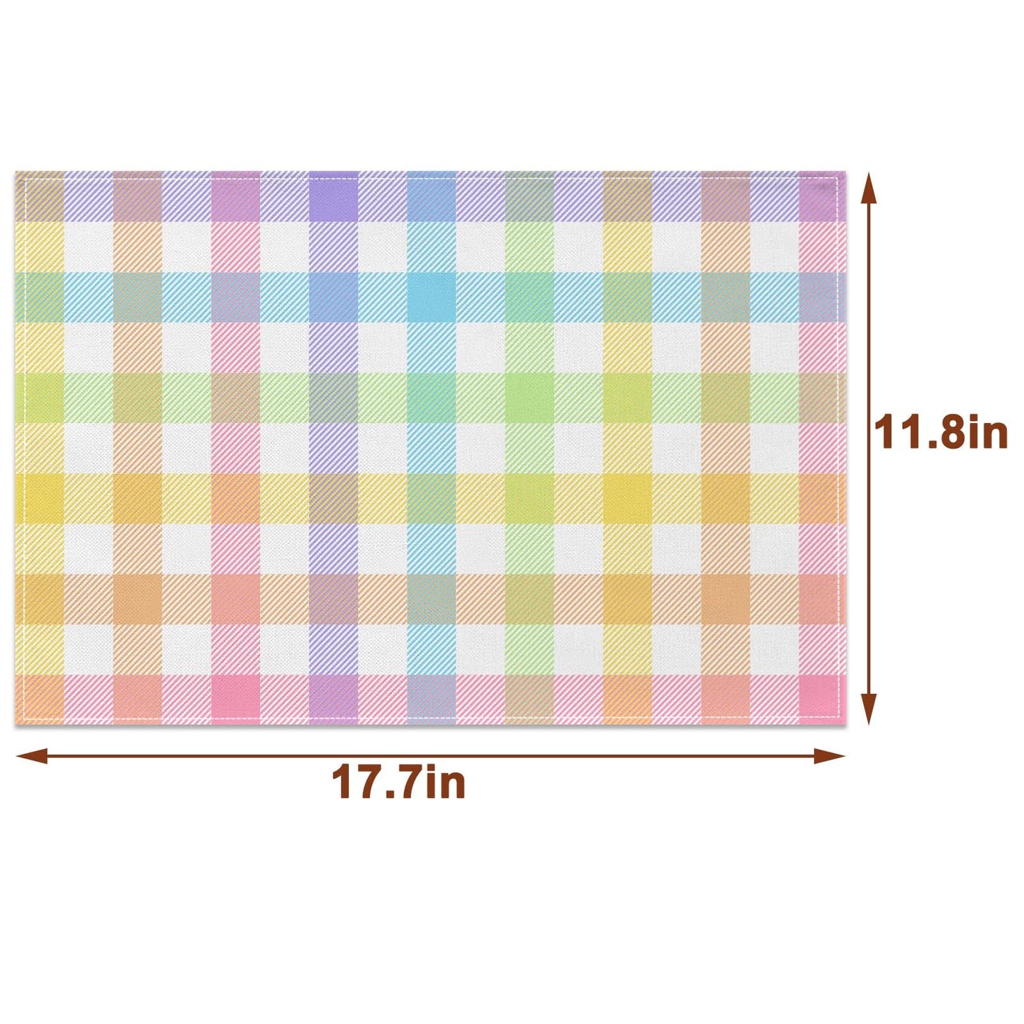 Pudodo Easter Buffalo Plaid Check Placemats Set of 4 Spring Holiday Party Decorations for Home Kitchen Table Supply (12" x 18")