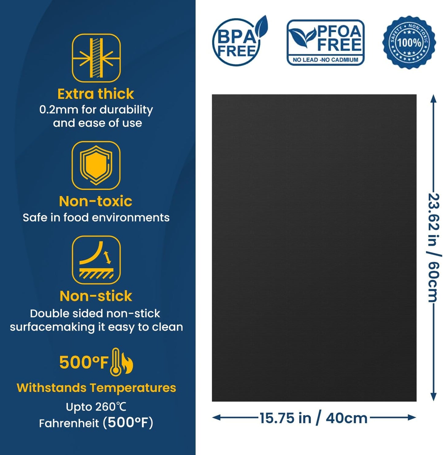 Skiennix Oven Liner - Heavy Duty Heat Resistant Drip Mat | 2 Pack for Electric Stoves & Grills