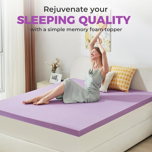BDEUS Gel Memory Foam Mattress Topper - Soft, Ventilated Pressure Relief - Twin Size, CertiPUR-US Certified