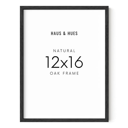 HAUS AND HUES 12"x16" Black Oak Wood Frames - Basic Black Poster Frame, 12 x 16 Poster Frame, Black Poster Frame, Frame for Poster, Frame for Wall Art, 12x16 Poster Frame, 12x16 Black Frame