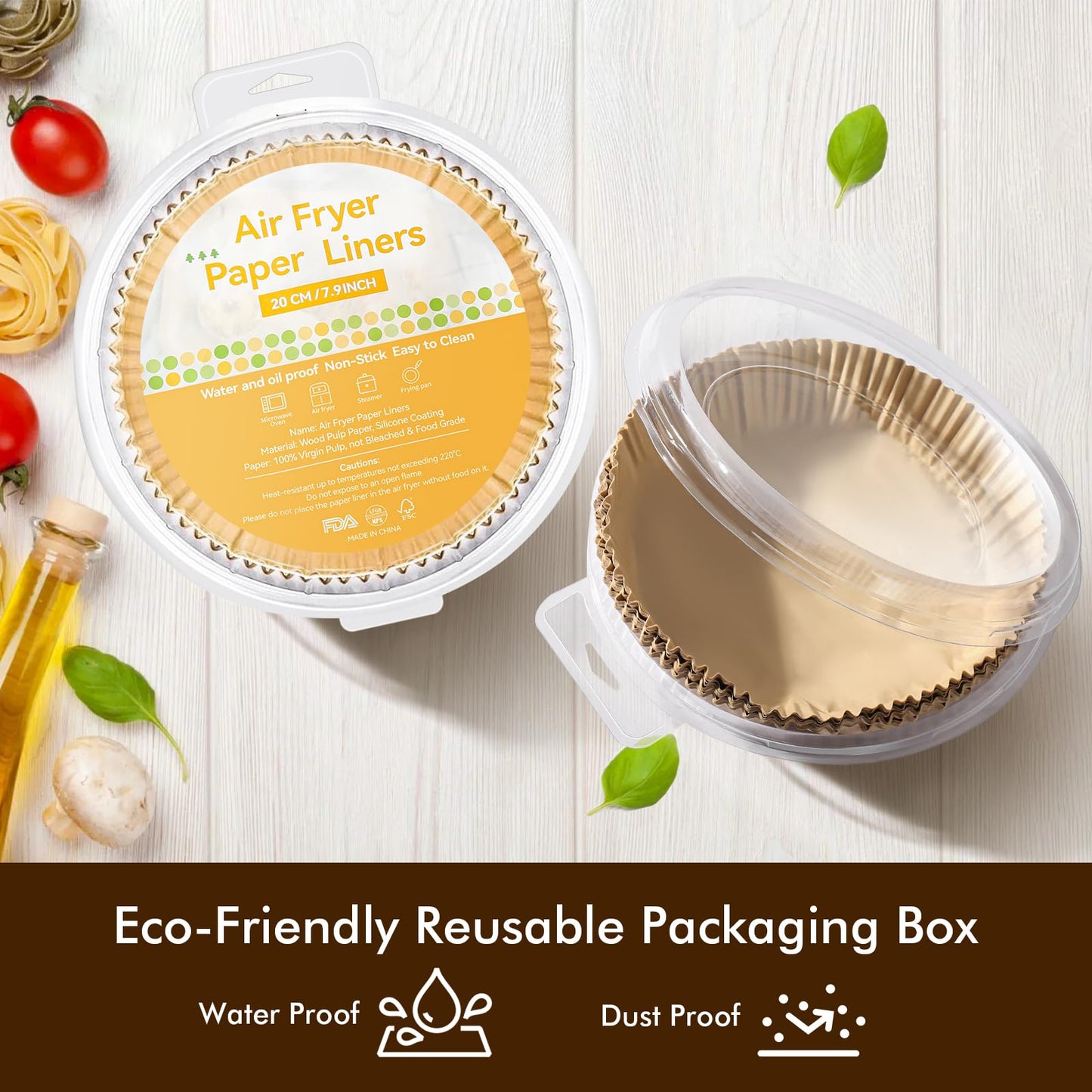 Sipnore 100PCS Non-Stick Disposable Parchment Paper for Ninja Air Fryer 8-Inch, Compatible with Ninja AF101, AF150 XL, AF161, Easy to Use and Clean