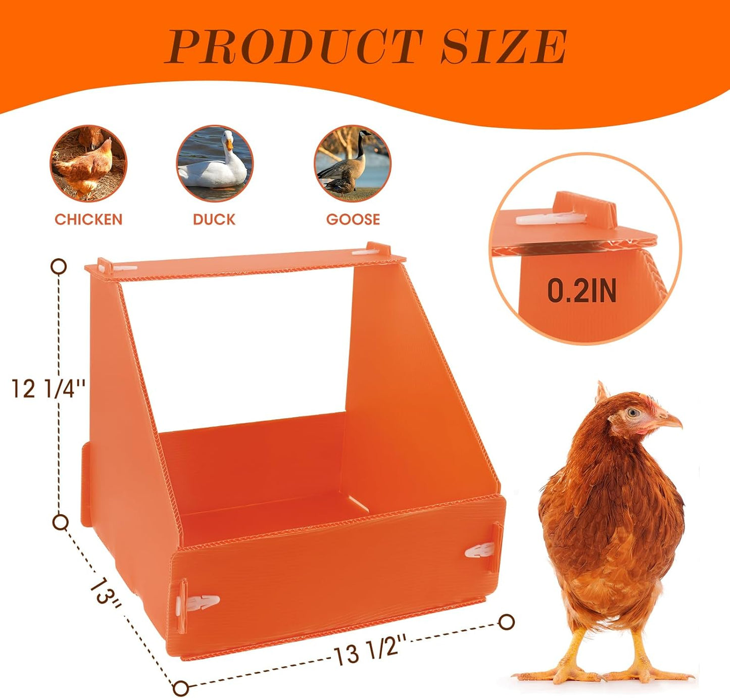 Touri Chicken Nesting Boxes - Durable 3 Pack for Hens, Ducks & Poultry | Orange Color