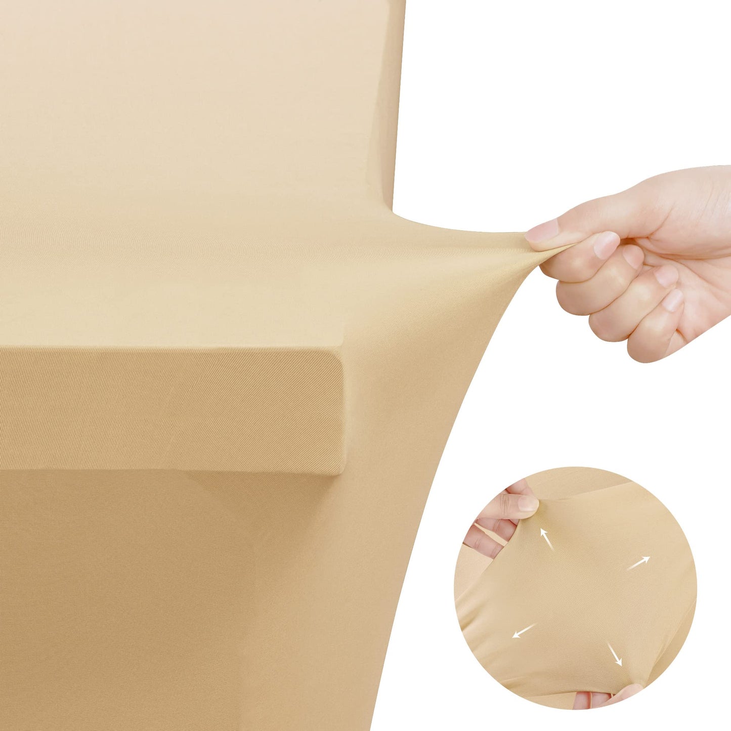 Utopia Kitchen Spandex Tablecloth 1 Pack [6FT, Champagne] Tight, Fitted, Washable and Wrinkle Resistant Stretch Rectangular Patio Table Cover for Event, Wedding, Banquet & Parties [72Lx30Wx30H Inch]