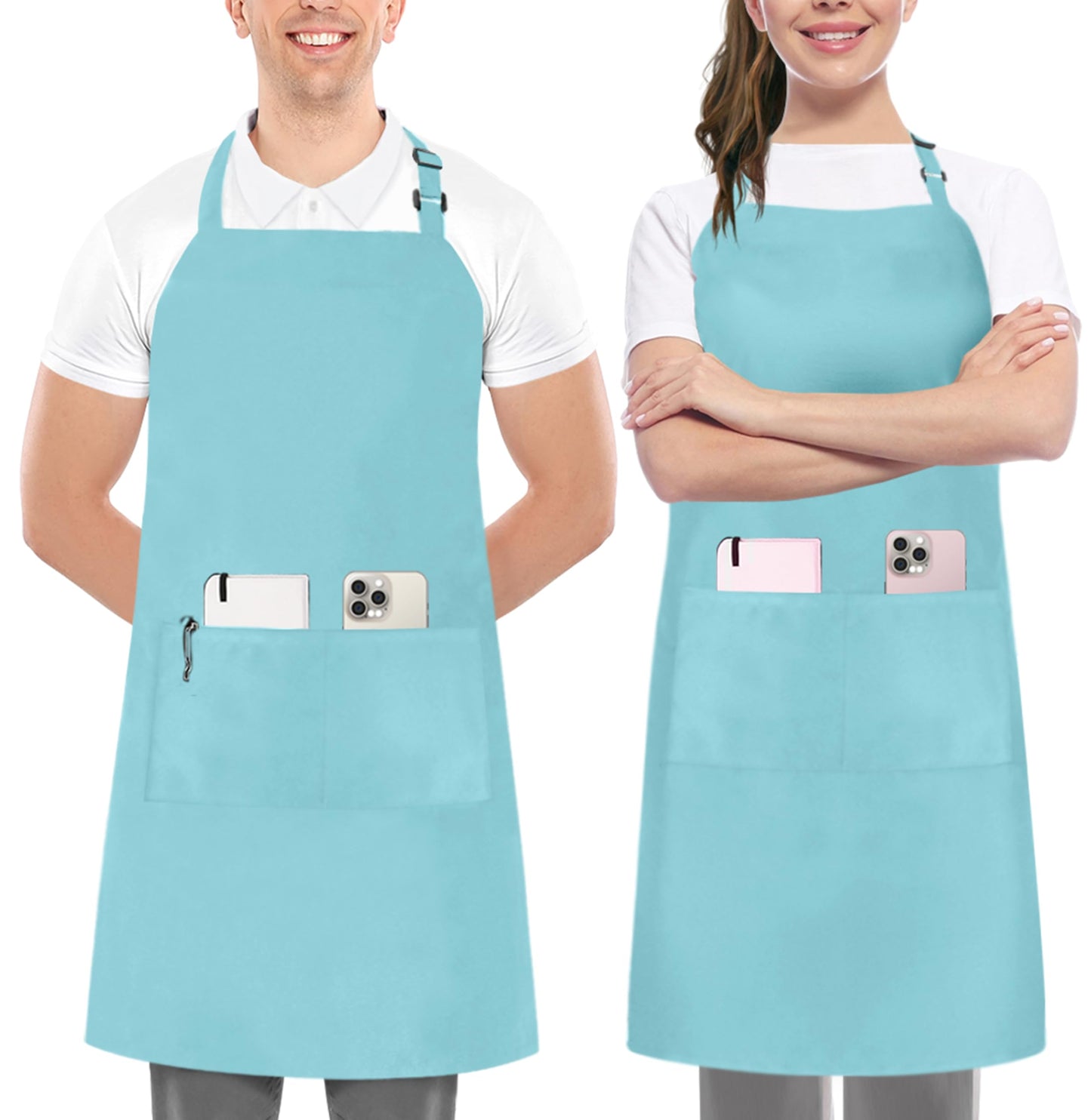 Utopia Kitchen 2 Pack Bib Apron, Adjustable with 2 Pockets, Water and Oil Resistant, Cooking Kitchen Chef Apron for Women Men