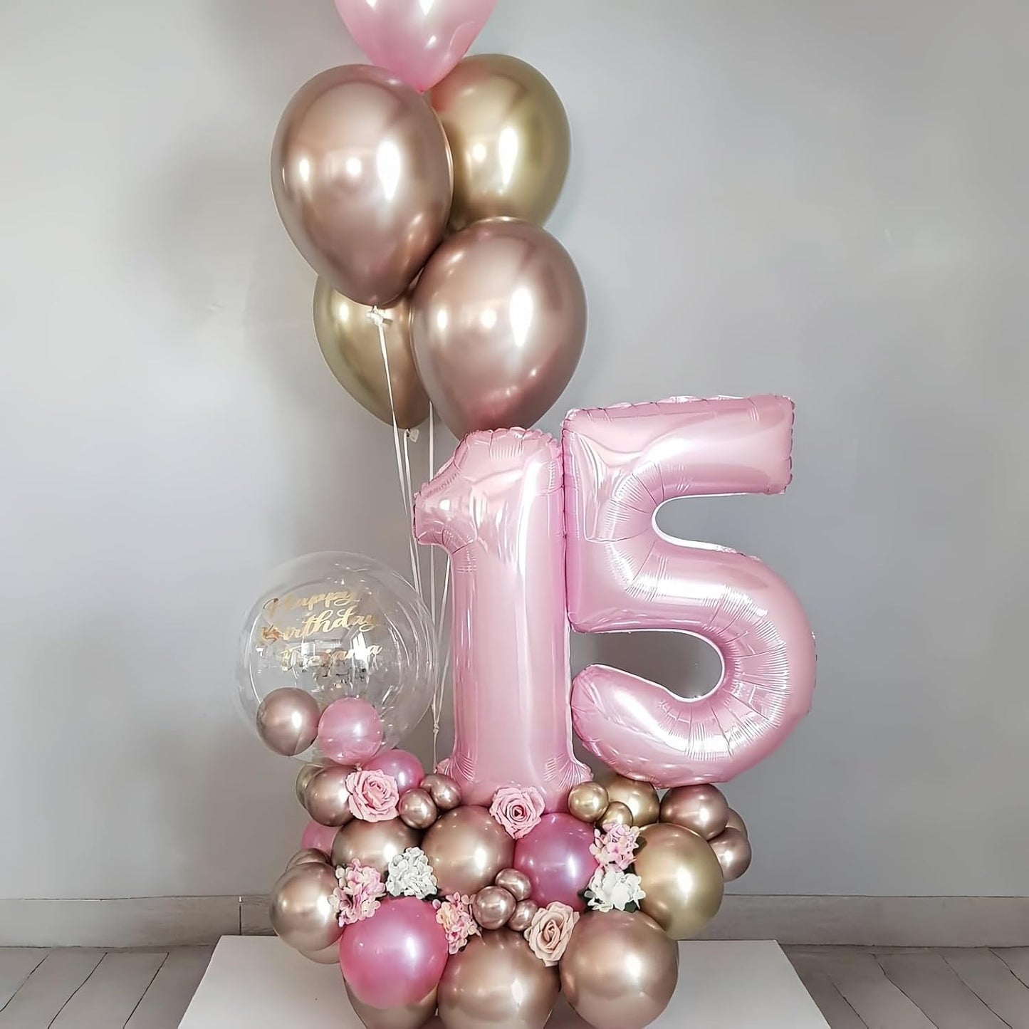 Skiennix Large Light Pink Number 5 Balloon - 40 Inch Self-Inflating Foil Decoration for Birthdays & Anniversaries
