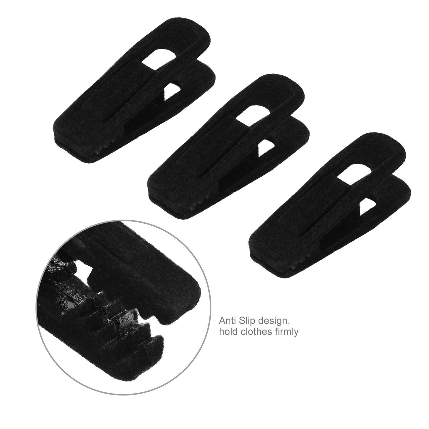 Tinfol Velvet Hanger Clips, 24 Pack Black Pants Hangers Clips, Large Opening Clothes Pin, Strong Finger Flocked Clip Perfect for Use with Slim-line Clothes Velvet Hanger