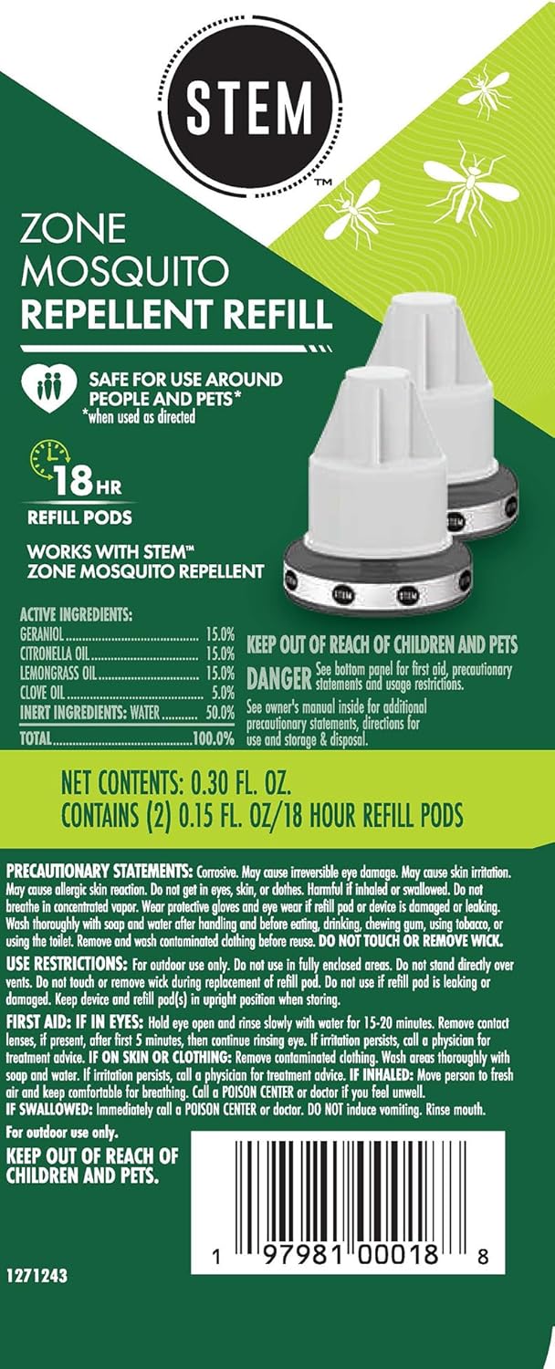 STEM Zone Mosquito Repellent Refill Pods - Easy Outdoor Insect Protection with Essential Oils | 2 Count