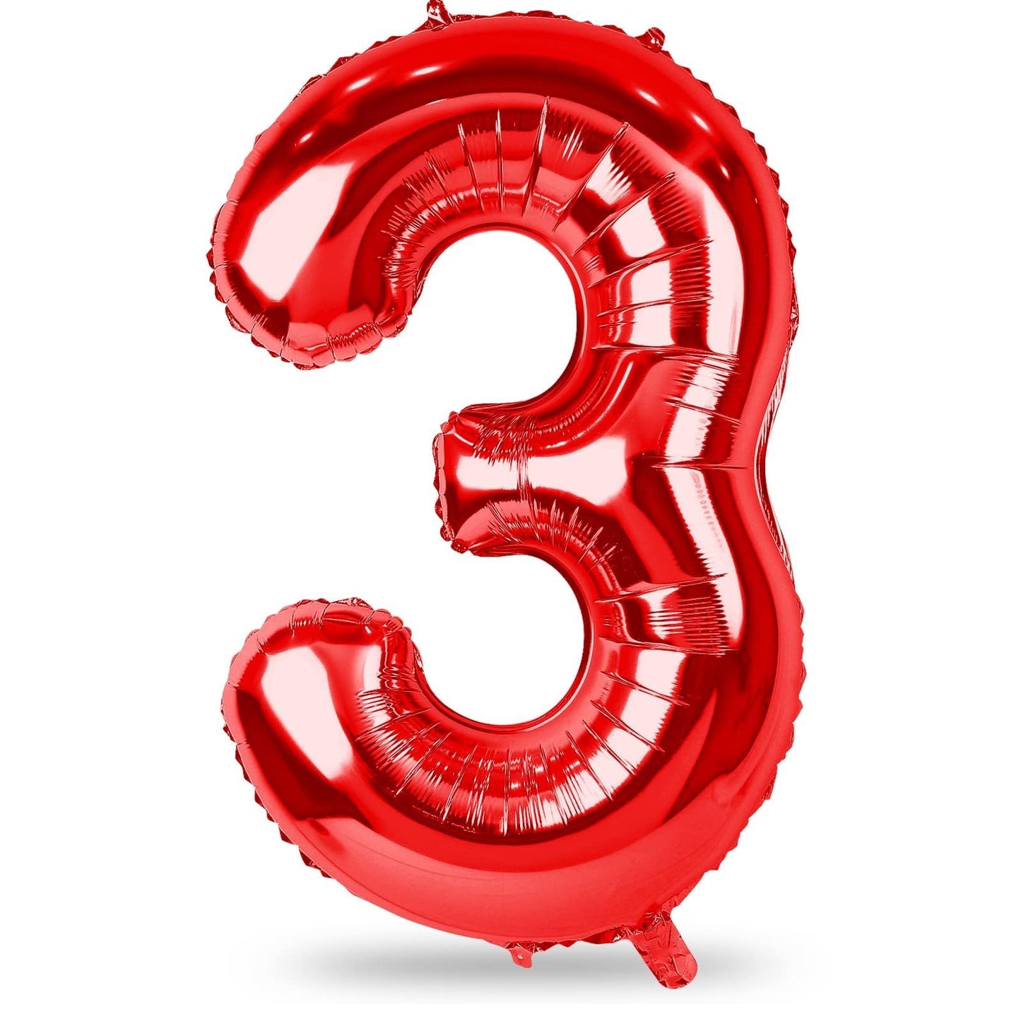 Red Number Balloons, 40 inch Large Number 3 Foil Mylar Helium Balloons for Girls Women, Self Inflating Number Balloons 0-9 for Men Boys 13th 30th Birthday Anniversary Party Celebration Decoration