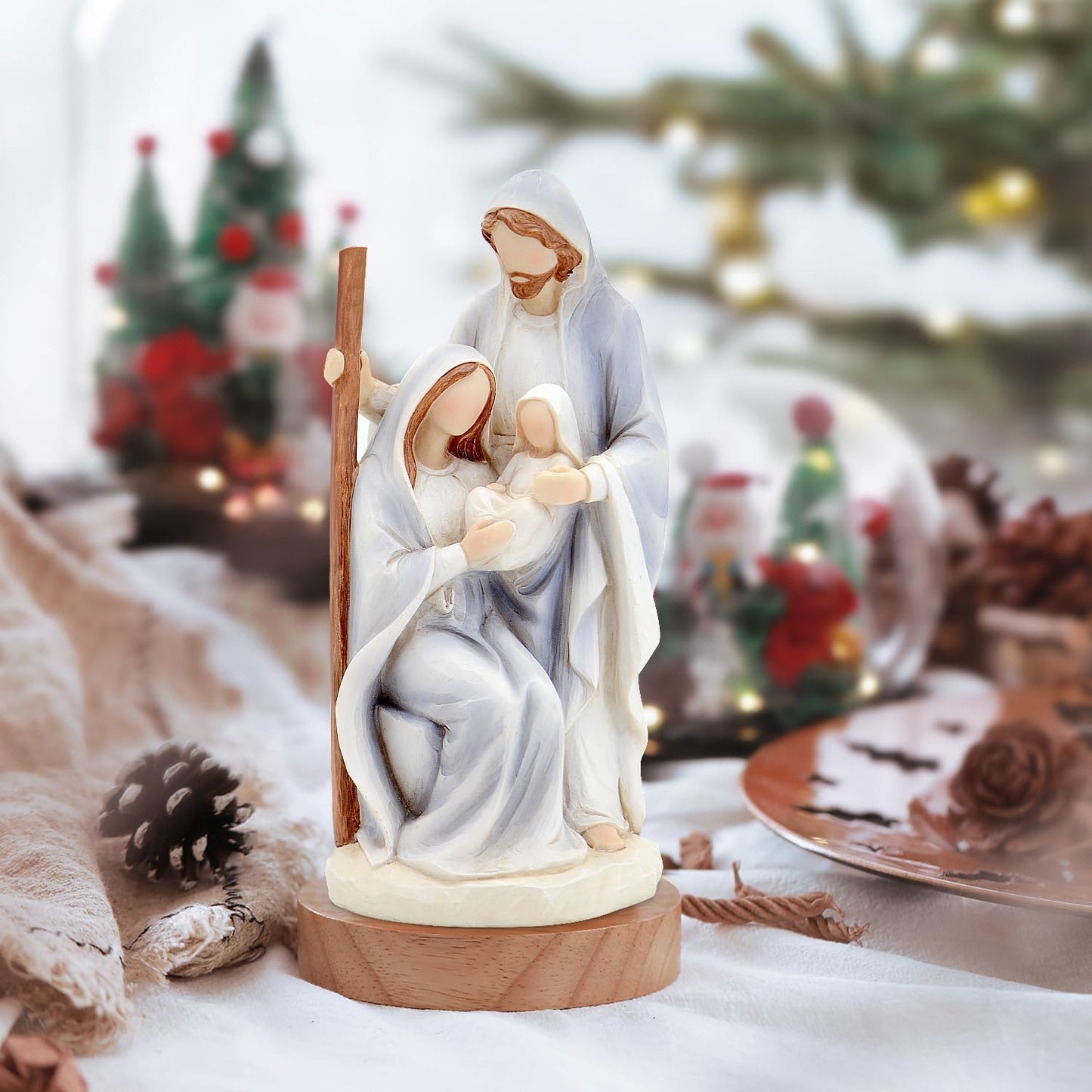 Skiennix Christmas Nativity Set - Large Hand-Painted Holy Family Scene | 10" Indoor Figurines