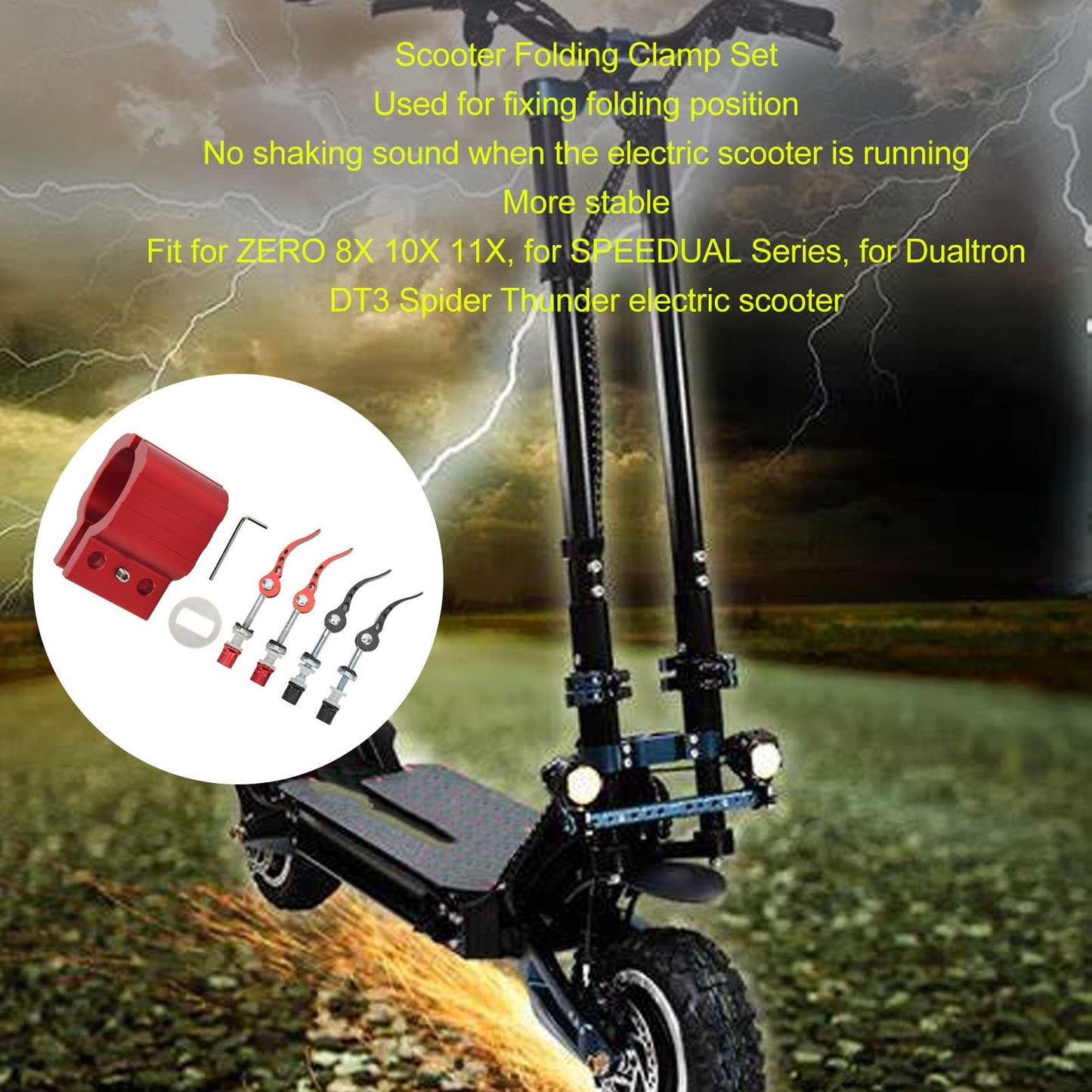 Alomejor Electric Scooter Lock,Quick Release Lever Easy Attachment Scooter clamp Rugged Design with Hex Wrench Included for commuters Urban Riders Daily Travel Security