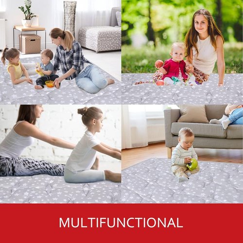 Hiaksedt Baby Play Mat - Non-Slip Padded Crawling Mat for Playpen | 50" x 50" One-Piece Design