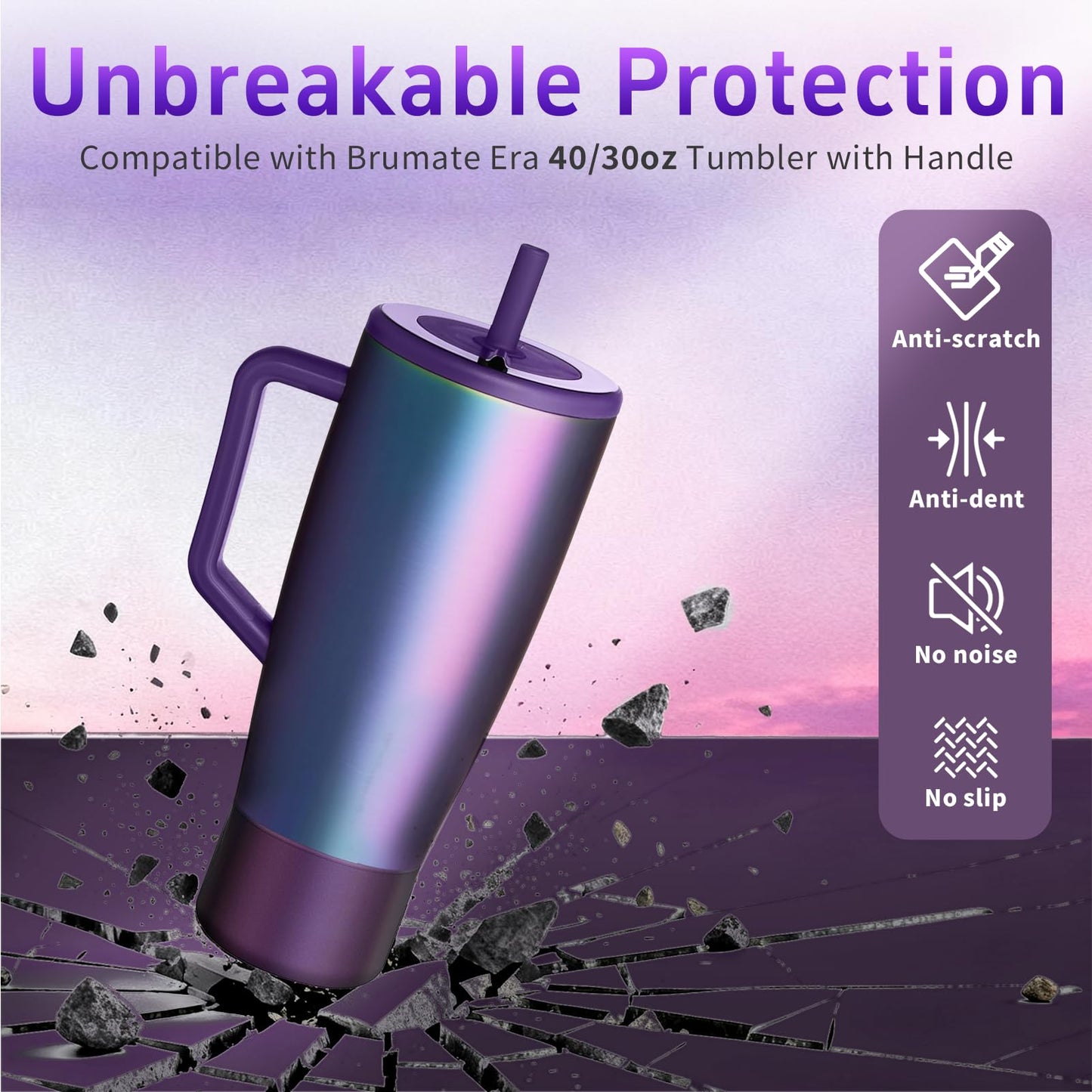 ZXFYE 2Pcs Protective Boot Compatible with Brumate Era 40 oz 30 oz Tumbler, Anti-Dent & Anti-Slip Silicone Bottom Cover Protector Sleeve Bumper Compatible with Brumate Era Tumbler with Handle