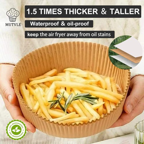 10 Inch Air Fryer Disposable Paper Liner Round, [ XXL Size] 100Pcs Parchment Paper Liners for 7QT Air Fryer, Non-stick, Food Grade Baking