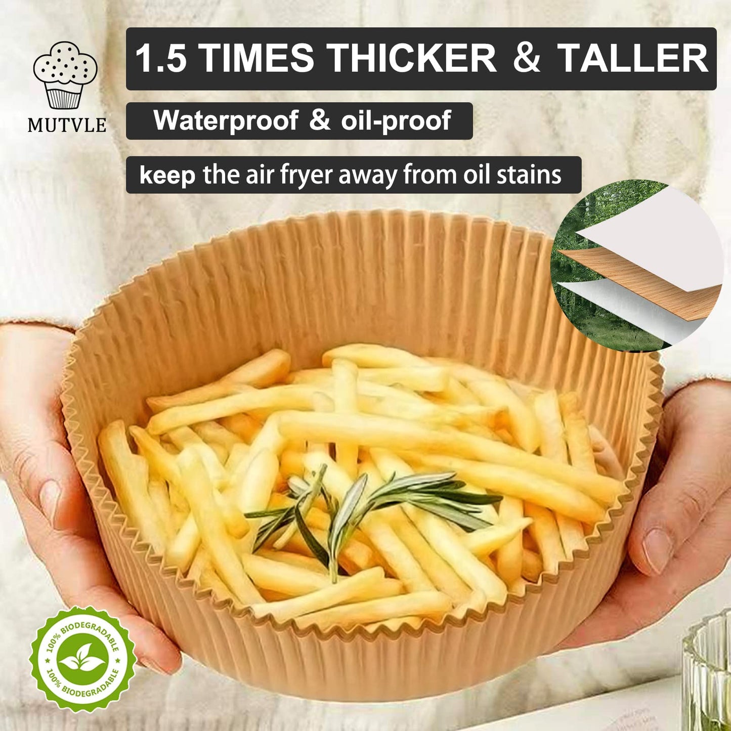 Air Fryer Liners Disposable for Ninja, 4 qt Air Fryer Liners, 200Pcs Liners for Ninja AirFryer, Air Fryer Paper Liners Disposable Round 8 inch, Circle Parchment Liners, Papel Para Air Fryer