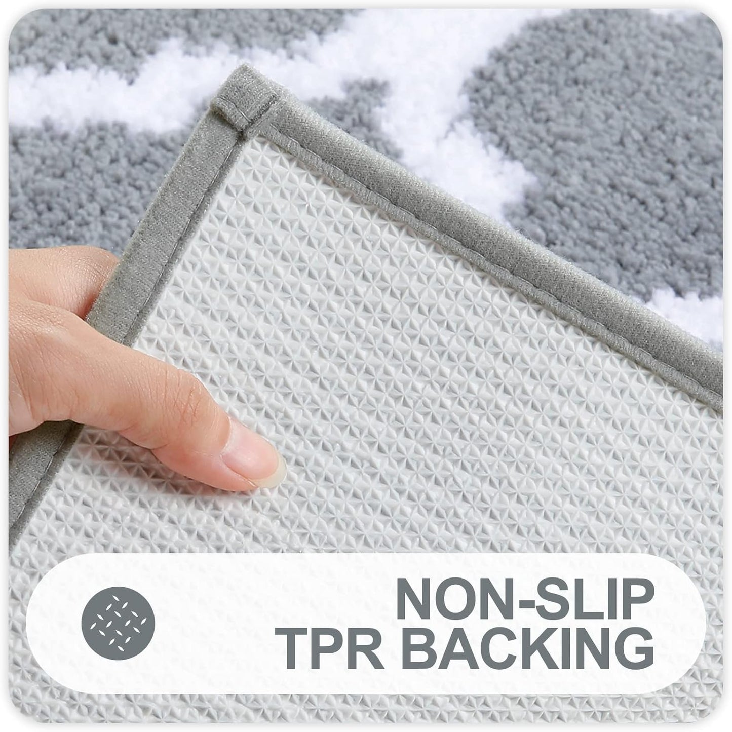 OLANLY Bathroom Rugs Set - 2-Piece Microfiber Bath Mat & U-Shaped Toilet Rug | Non-Slip, Absorbent, Grey (30"x20" + 24"x20")