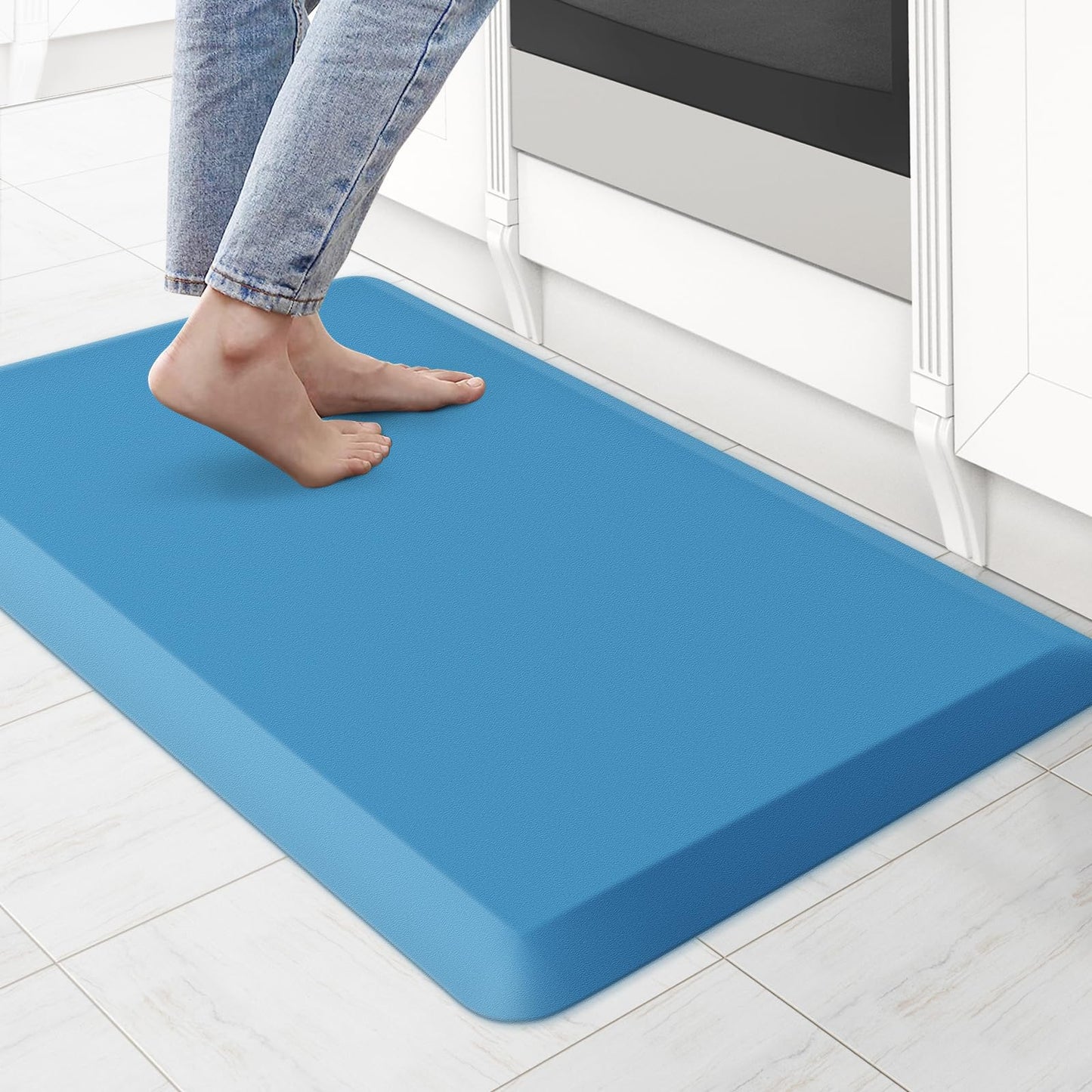 KitchenClouds Kitchen Mat Cushioned Anti Fatigue Kitchen Rug 0.75inch Water Resistant Non Slip Kitchen Rugs and Mats Standing Desk Mat Comfort Floor Mats for Kitchen Sink Office (17.3"x28",Green)