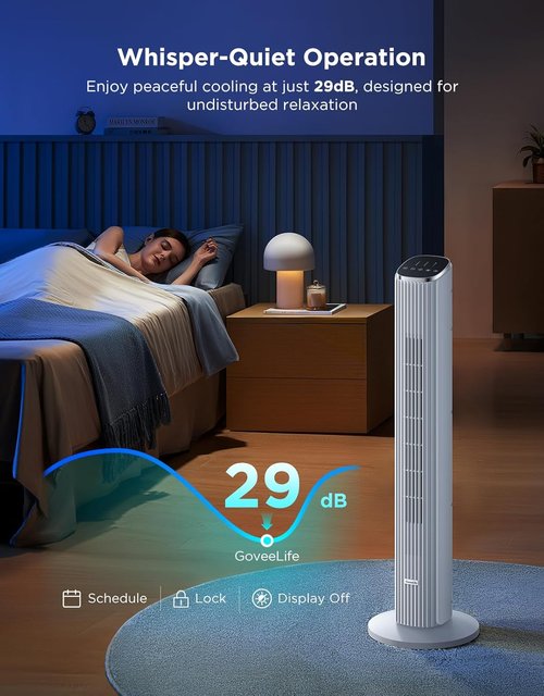 GoveeLife Smart White Tower Fan - 36" Quiet Oscillating Floor Fan with App/Voice Control & 5 Modes