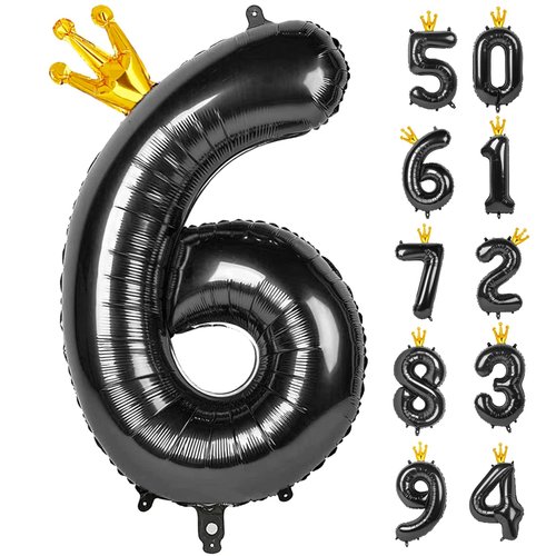 Black 6 Balloon, 40 Inch Number Balloon, wednesday Party Decorations, Black Party Supplies 6th Balloons for Birthday, 6 Birthday Balloon, Number 6 Balloon.
