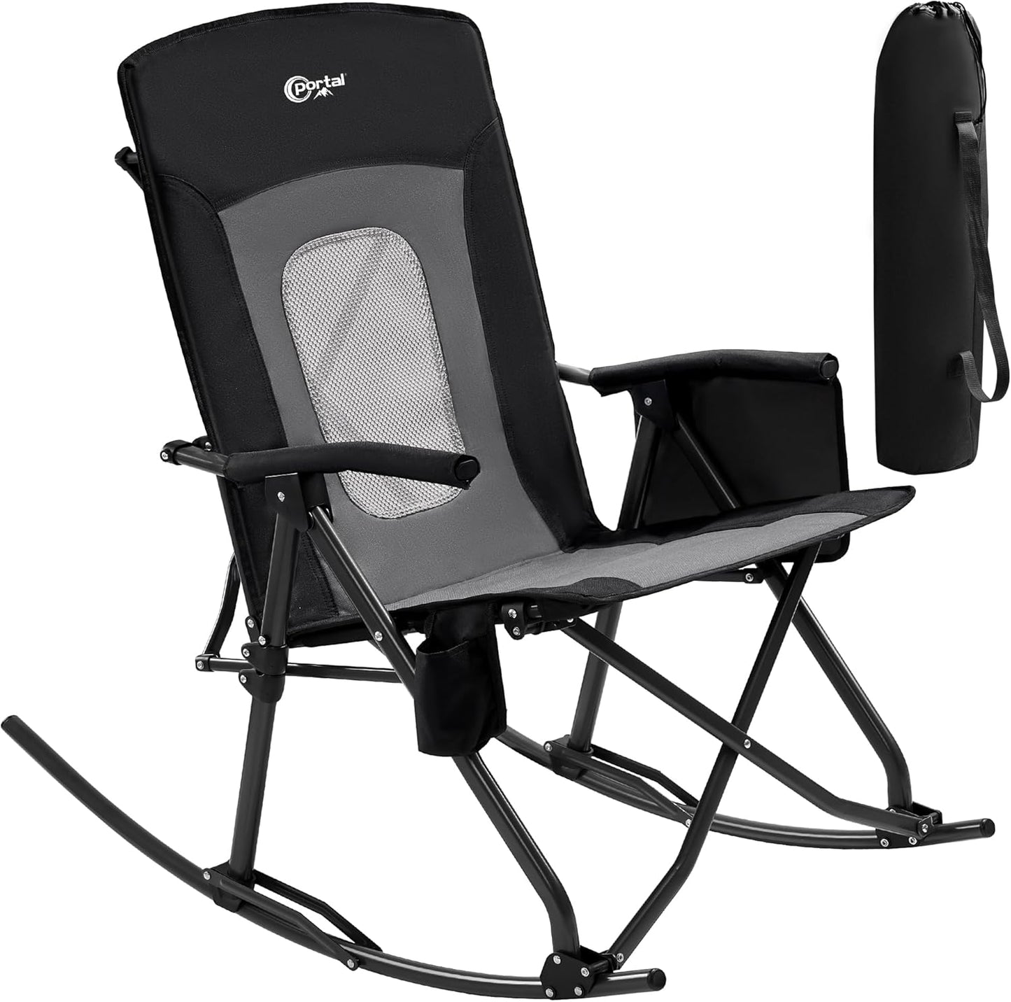 PORTAL Oversized Folding Rocking Camping Chair - Portable Outdoor Rocker with High Back & Carry Bag, Supports 400 lbs