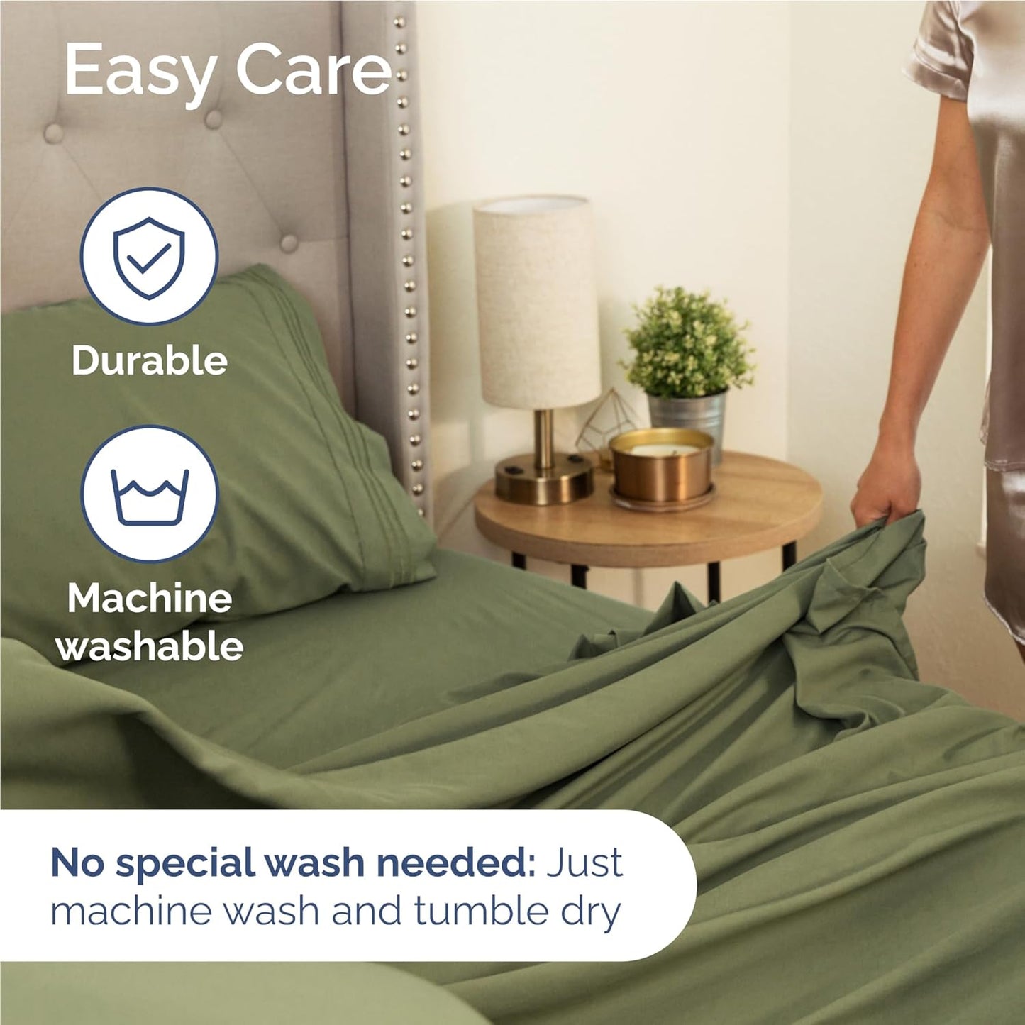 Skiennix Full Size 4-Piece Sheet Set - Comfy, Breathable & Cooling Hotel Luxury Bedding - Deep Pockets, Soft & Wrinkle-Free - Sage Green