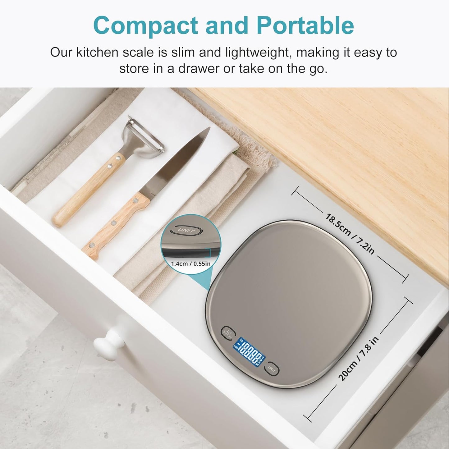 Ultrean Digital Kitchen Scale - 33lb High Capacity, Slim Design, LCD Display, 1g Precision for Cooking & Baking