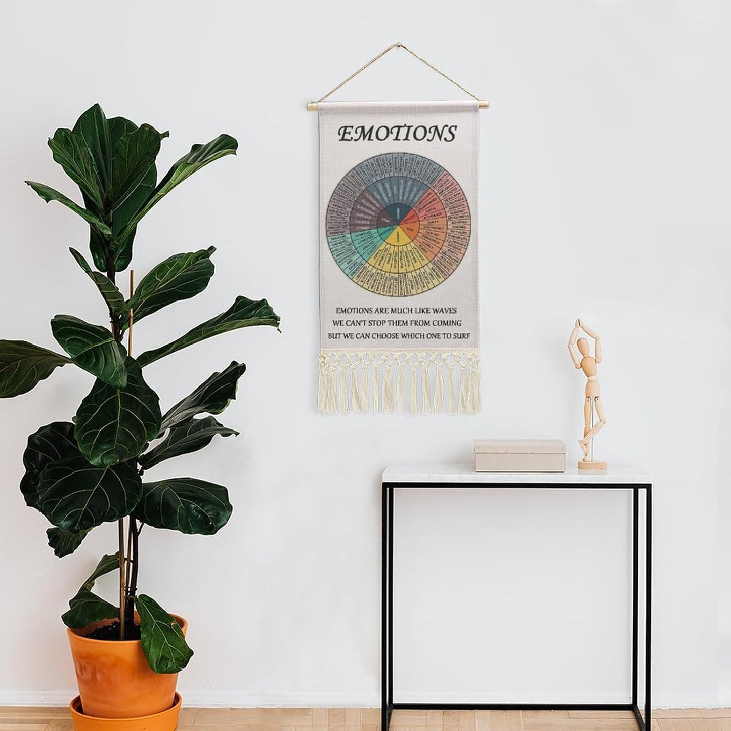 Skiennix Emotions Feelings Wheel Chart - Mental Health Tapestry for Therapy Office Decor | Cotton Linen Wall Hanging