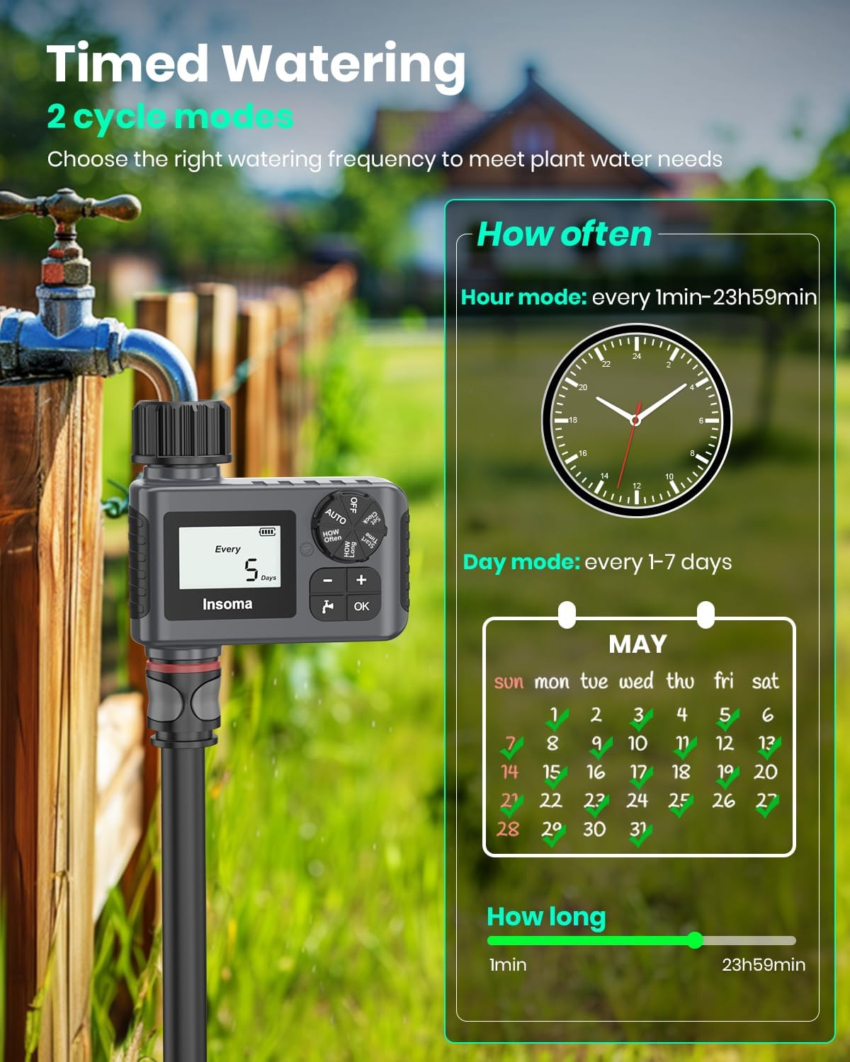 Outdoor Garden Hose Faucet Timer - Programmable Water Sprinkler with Rain Delay | Drip Irrigation System, 1 Outlet