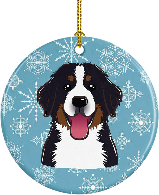 Snowflake Bernese Mountain Dog Ceramic Ornament - 3-Inch Christmas Tree Decoration