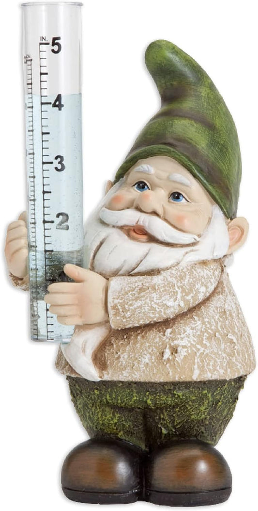 Hand-Painted Gnome Rain Gauge Sculpture - Weather-Resistant Garden Décor for Lawn & Patio