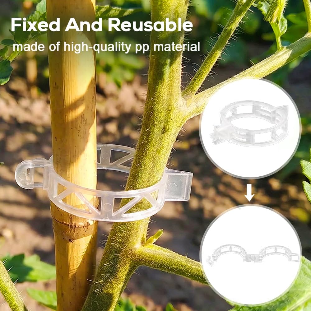 Skiennix 300Pcs Tomato Clips - Durable Plant Support Clips for Climbing Vegetables | Garden Growth Aid