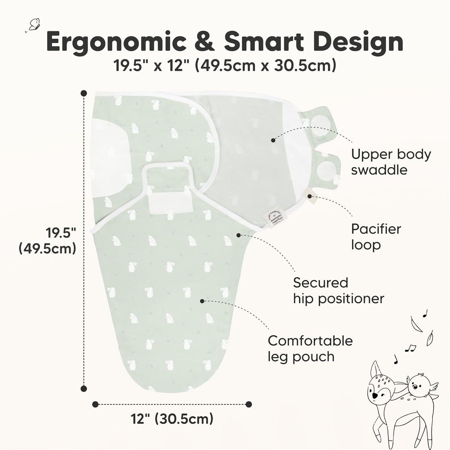 Organic Baby Swaddle Sleep Sacks by 3-Pack | Soft & Snug for Newborns 0-3 Months | Adorable Bunnies Design