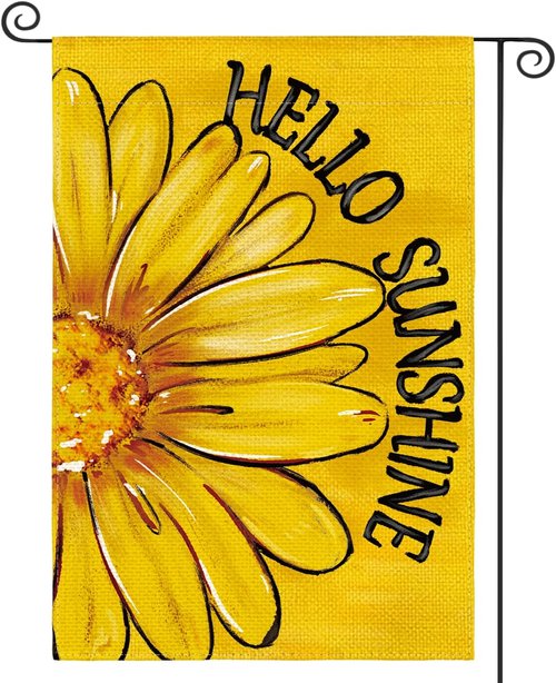 AVOIN Colorlife Hello Sunshine Garden Flag - Double-Sided 12x18 Inch Floral Design for Summer & Spring